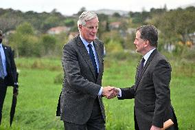 PM Barnier Visits The Rhone After The Storms