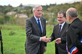 PM Barnier Visits The Rhone After The Storms