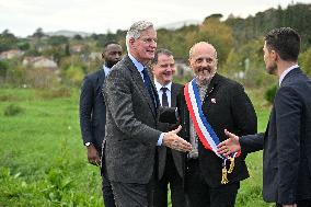 PM Barnier Visits The Rhone After The Storms