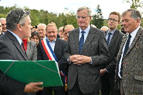 PM Barnier Visits The Rhone After The Storms