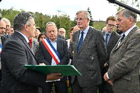 PM Barnier Visits The Rhone After The Storms