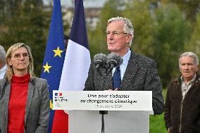 PM Barnier Visits The Rhone After The Storms