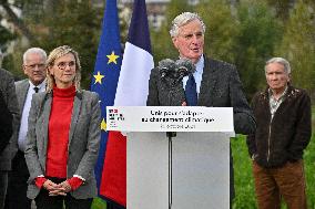 PM Barnier Visits The Rhone After The Storms