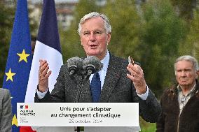 PM Barnier Visits The Rhone After The Storms