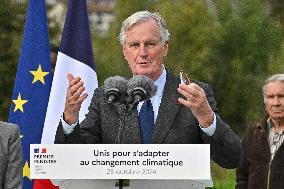 PM Barnier Visits The Rhone After The Storms