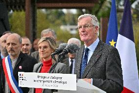 PM Barnier Visits The Rhone After The Storms