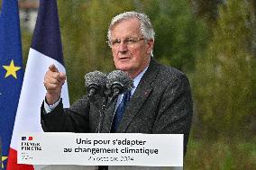 PM Barnier Visits The Rhone After The Storms