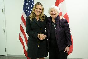 DC: Sec Yellen and PM Freeland hold a IMF Bilateral meeting