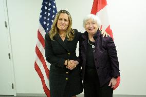 DC: Sec Yellen and PM Freeland hold a IMF Bilateral meeting