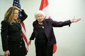 DC: Sec Yellen and PM Freeland hold a IMF Bilateral meeting