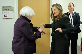 DC: Sec Yellen and PM Freeland hold a IMF Bilateral meeting