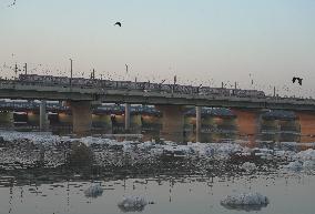 Toxic Foam Covers India's Yamuna River