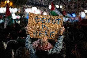 Rally In Support Of Palestine And Lebanon In Paris