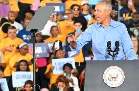 Get-Out-The-Vote Rally In Support Of Kamala Harris With Barack Obama In Clarkston Georgia