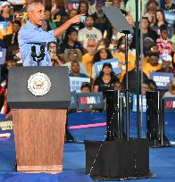 Get-Out-The-Vote Rally In Support Of Kamala Harris With Barack Obama In Clarkston Georgia