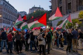 Palestinian Solidarity Rally Near US Embassy - Rome