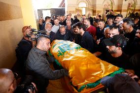 Funeral Of Journalist Ghassan Najjar Killed In Israeli Airstrike - Beirut