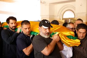 Funeral Of Journalist Ghassan Najjar Killed In Israeli Airstrike - Beirut