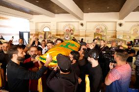 Funeral Of Journalist Ghassan Najjar Killed In Israeli Airstrike - Beirut