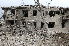 Aftermath of Russian shelling of Dnipros Novokadatskyi district