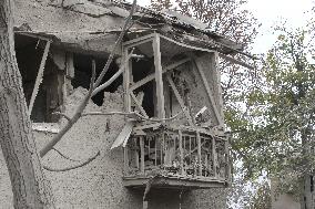 Aftermath of Russian shelling of Dnipros Novokadatskyi district