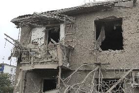 Aftermath of Russian shelling of Dnipros Novokadatskyi district