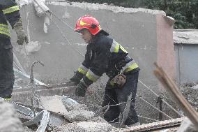 Aftermath of Russian shelling of Dnipros Novokadatskyi district