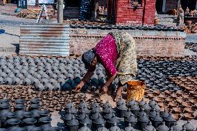 Clay Pottery In Bhaktapur, Nepal.