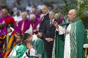 Mass at the conclusion of the 16th Ordinary General Assembly of the Synod of Bishops