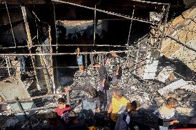 Israeli Airstrike Destroyed Building Of The Maghazi Camp  - Gaza