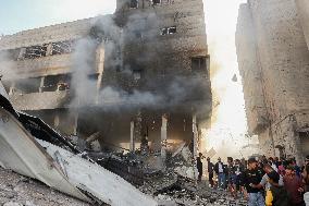 Israeli Airstrike Destroyed Building Of The Maghazi Camp  - Gaza