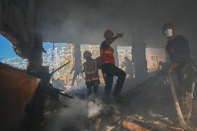 Israeli Airstrike Destroyed Building Of The Maghazi Camp  - Gaza