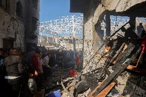 Israeli Airstrike Destroyed Building Of The Maghazi Camp  - Gaza