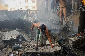 Israeli Airstrike Destroyed Building Of The Maghazi Camp  - Gaza