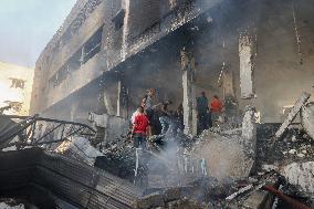 Israeli Airstrike Destroyed Building Of The Maghazi Camp  - Gaza