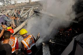 Israeli Airstrike Destroyed Building Of The Maghazi Camp  - Gaza