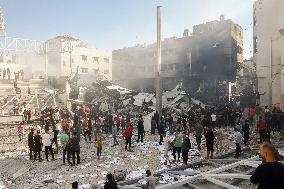 Israeli Airstrike Destroyed Building Of The Maghazi Camp  - Gaza