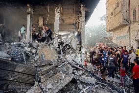 Israeli Airstrike Destroyed Building Of The Maghazi Camp  - Gaza