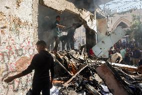 Israeli Airstrike Destroyed Building Of The Maghazi Camp  - Gaza