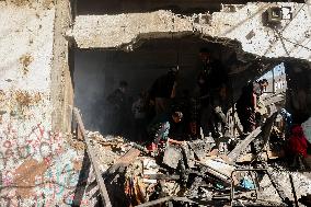 Israeli Airstrike Destroyed Building Of The Maghazi Camp  - Gaza