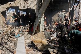 Israeli Airstrike Destroyed Building Of The Maghazi Camp  - Gaza