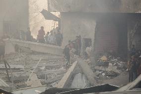 Israeli Airstrike Destroyed Building Of The Maghazi Camp  - Gaza