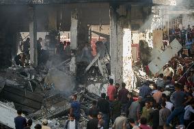 Israeli Airstrike Destroyed Building Of The Maghazi Camp  - Gaza