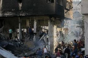 Israeli Airstrike Destroyed Building Of The Maghazi Camp  - Gaza