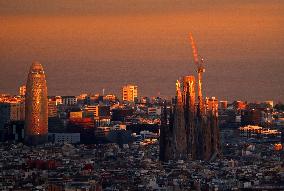 View of the Sagrada Familia in the evening light