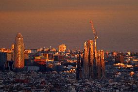 View of the Sagrada Familia in the evening light