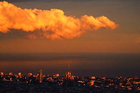 View of the Sagrada Familia in the evening light