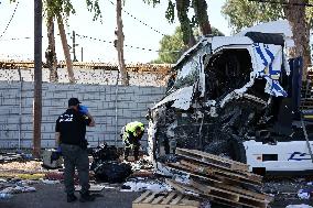 Truck Crashes Into Bus Station In Tel Aviv