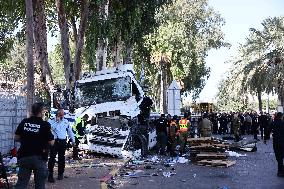 Truck Crashes Into Bus Station In Tel Aviv