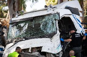 Truck Crashes Into Bus Station In Tel Aviv